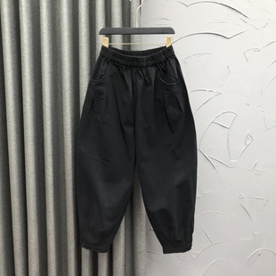 黑色松紧腰休闲哈伦牛仔裤女2025春季新款时尚宽松束脚九分老爹裤