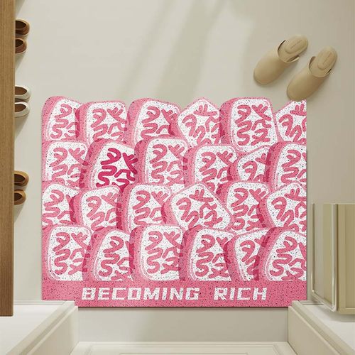 国潮文字玄关进门丝圈发财地垫入户门耐脏蹭脚垫子可裁剪门口地毯