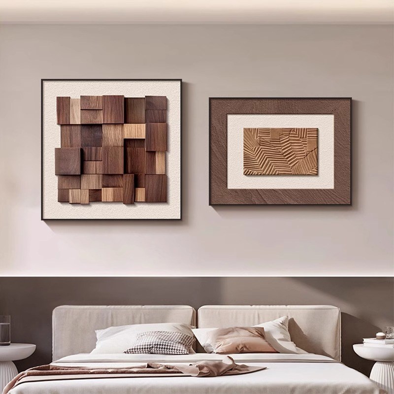 意式卧室床头装饰画几何抽象立体感F餐厅挂画简约现代房间主卧壁图片
