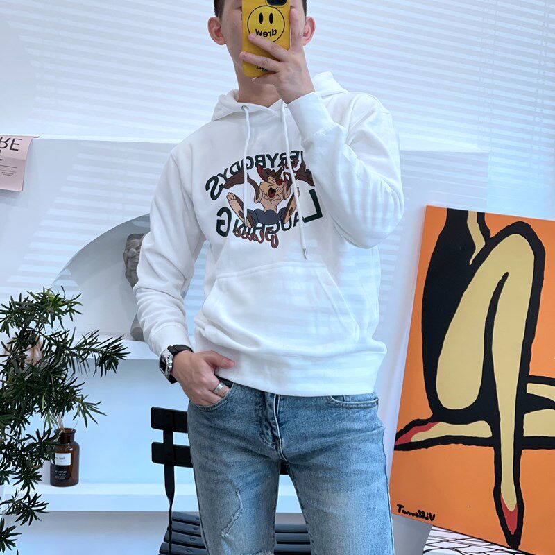 灰色连帽卫衣男2023年新款美式复古运动情侣装宽松休闲青少年外套