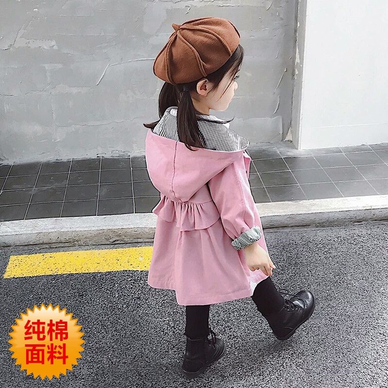 女童风衣外套春秋款2024新款中小童洋气中长款韩版儿童女宝宝秋装
