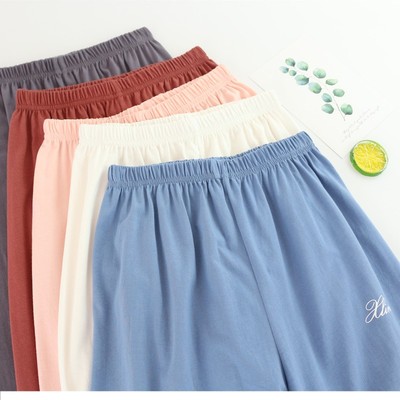 纯棉睡裤女针织薄款春夏大码宽松居家长裤束脚小脚家居裤收口外穿
