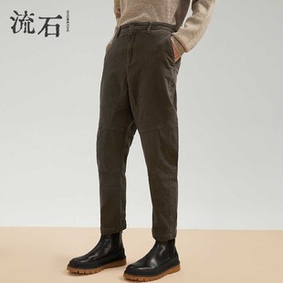 流石男装秋冬装新款复古工装裤宽松直筒休闲长裤新款款子裤子男士