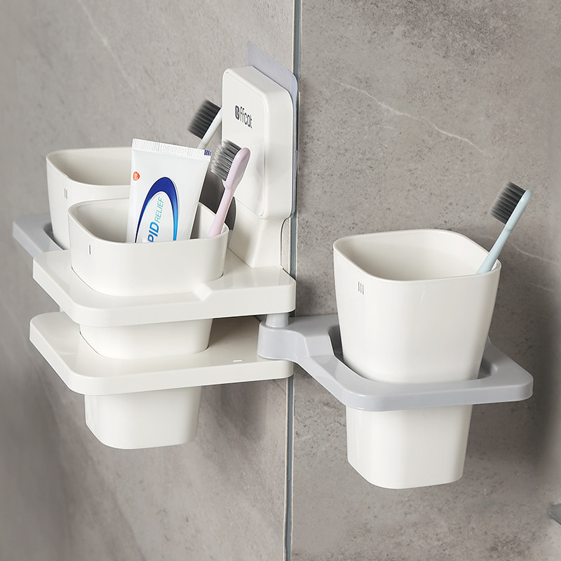壁挂牙具刷牙杯套装架子 三口之家免打孔卫生间S简约漱口杯牙杯架