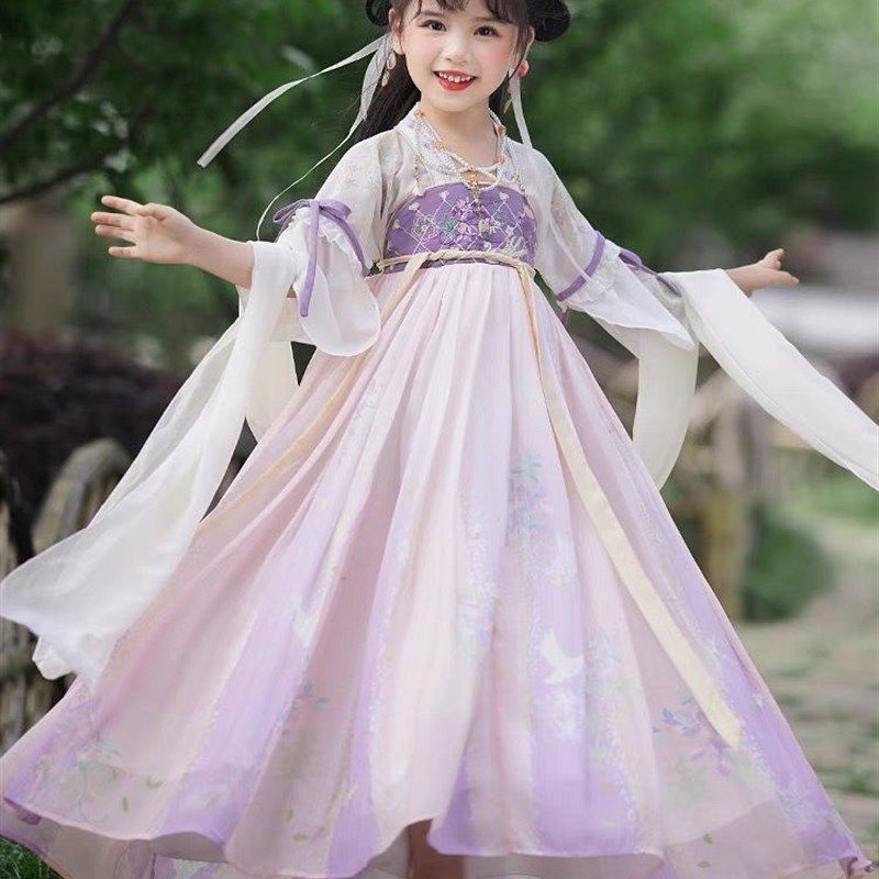 中国风儿童汉服女童秋季新款襦裙日常复古超仙连衣裙古装演出服