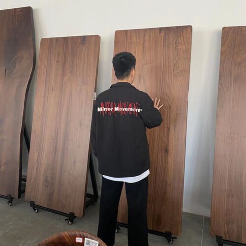 北美黑胡桃实木大板原木茶桌书桌原木岛台餐桌简约茶几办公桌定制