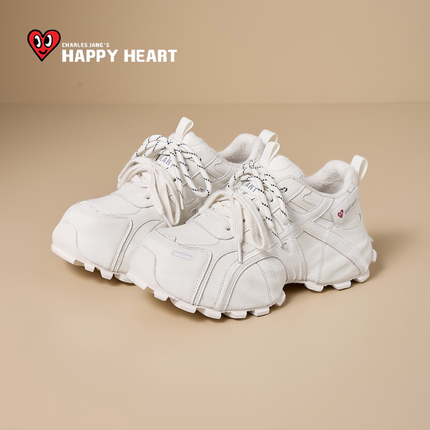 查尔斯桃心厚底老爹鞋女2025冬季新款运动白色增高小个子加绒女鞋,女鞋,老爹鞋,淘宝优惠券,粉丝福利购,淘宝优惠卷