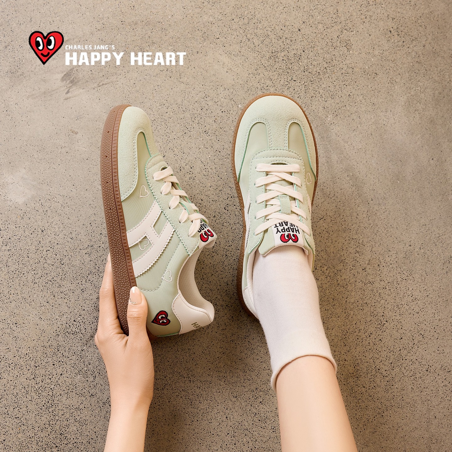 查尔斯桃心绿色德训鞋女款2026春新款百搭阿甘鞋不累脚软底运动鞋,女鞋,德训鞋,淘宝优惠券,粉丝福利购,淘宝优惠卷