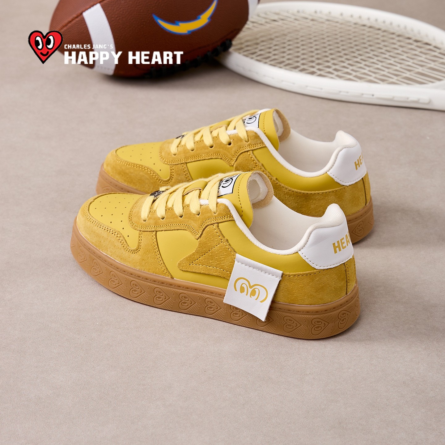 查尔斯桃心黄色板鞋女款2026新款巨好看增高休闲厚底小个子运动鞋,女鞋,休闲板鞋,淘宝优惠券,粉丝福利购,淘宝优惠卷
