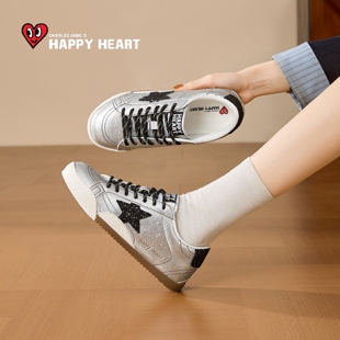 查尔斯桃心板鞋女2026春季新款银色运动鞋百搭通勤星星鞋子休闲鞋