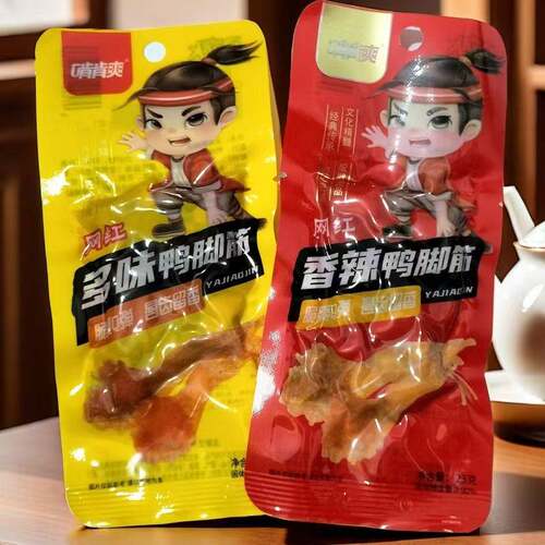 啃肯爽网红香辣多味鸭脚筋23即食鸭爪去骨休闲宿舍小吃零食
