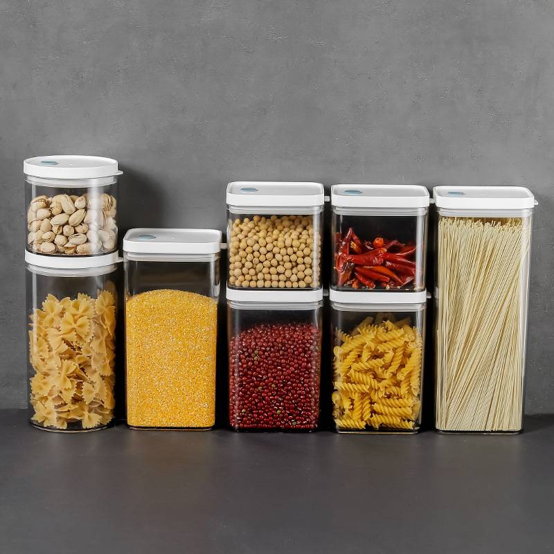 透明长方形食品密封罐保鲜储物五谷杂粮收纳盒现代简约风格食品级