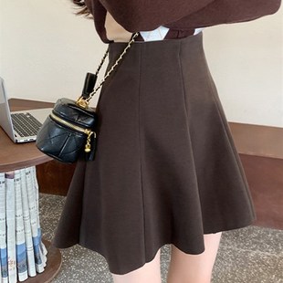 毛呢短裙2022新款 显瘦小个子蓬蓬裙伞裙高腰a字半身裙 女秋冬大码