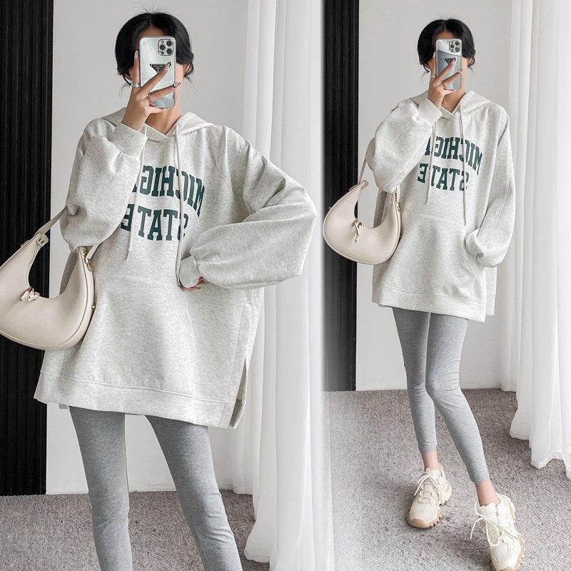 孕妇春装套装时尚款2024新款连帽套F头卫衣宽松大码加绒加厚外套