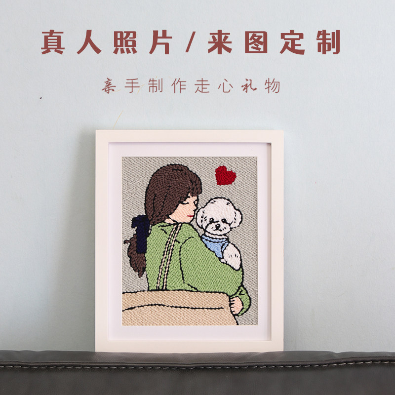 戳戳绣照片定制手j工DIY相框毛线画情人节送男友生日闺蜜结婚礼物,居家布艺,戳戳绣,淘宝优惠券,粉丝福利购,淘宝优惠卷