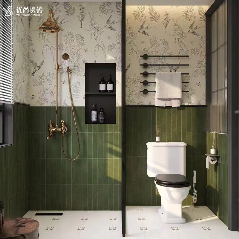 复古燕子花砖法式绿色卫生间瓷砖厨房防滑地砖浴室厕所墙砖阳台砖,家装主材,花片,淘宝优惠券,粉丝福利购,淘宝优惠卷