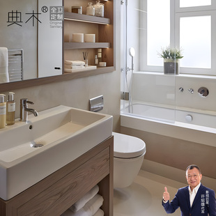 美式浴室柜陶瓷一体盆落地式橡木洗手盆柜组合化妆室洗漱台小户型