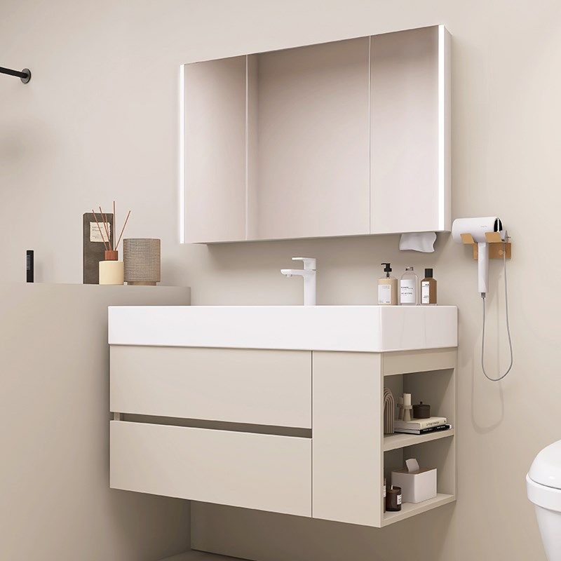 奶油风陶瓷一体大盆池浴室柜组合现代马桶侧柜洗脸盆卫生间洗漱台,家装主材,浴室柜组合,淘宝优惠券,粉丝福利购,淘宝优惠卷