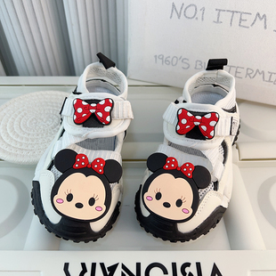 女童镂空凉鞋夏款包头软底2023年夏季新款大童学生包脚单鞋公主鞋