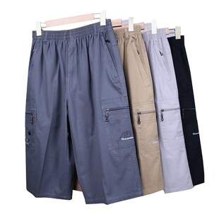 夏季男士纯棉七分裤中年休闲夏装男裤子中老年爸爸短裤男外穿中裤