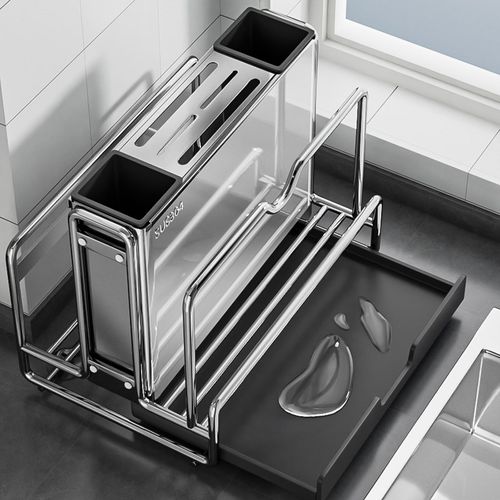 304不锈钢刀架置物架筷笼放菜刀砧板锅盖台面一体菜板刀具收纳架