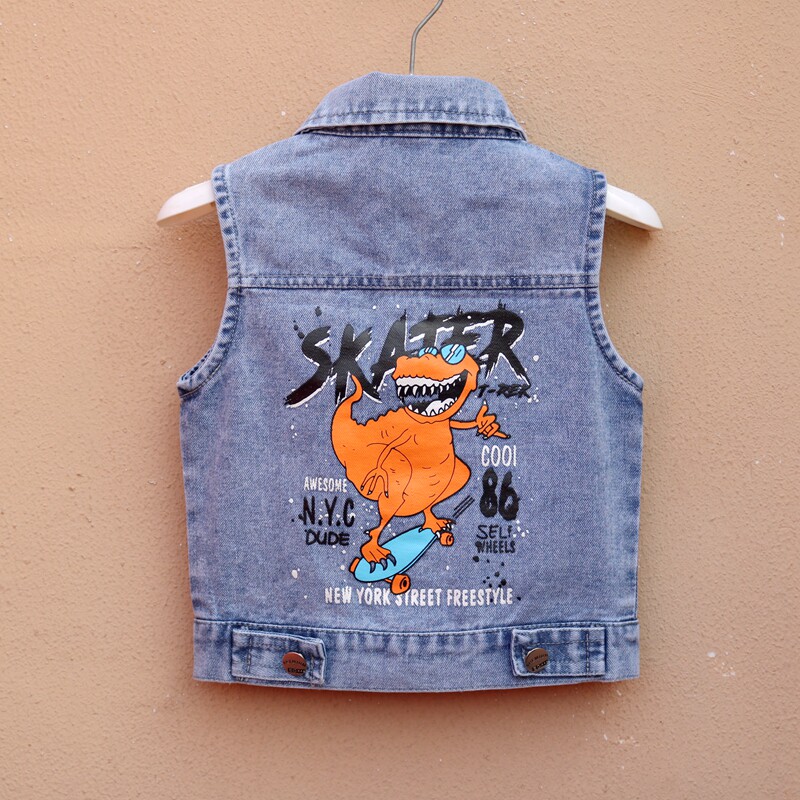 儿童马甲外穿洋气秋季新款小童背心春秋薄款男童宝宝牛仔马夹潮童