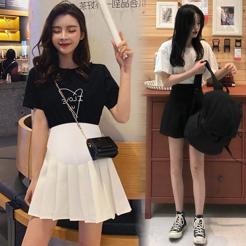 孕妇半身裙夏季2025新款冰丝a字裙夏款小个子西装百褶短裙子夏装