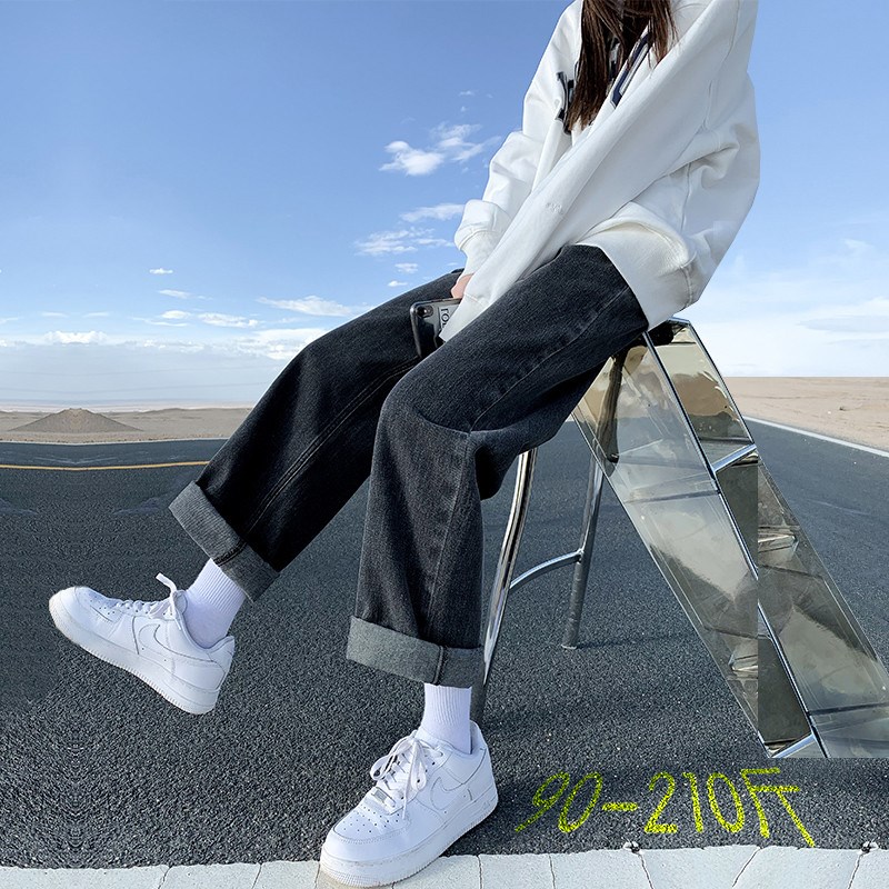 加肥孕妇裤子春秋款外p穿秋季直筒牛仔裤秋冬大码休闲阔腿长裤200