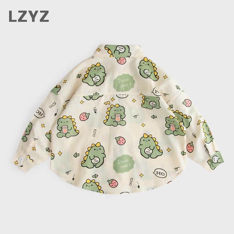 儿童衬衫男童长袖衬衣纯棉春秋装薄款卡通衬衣中小童洋气外套春款
