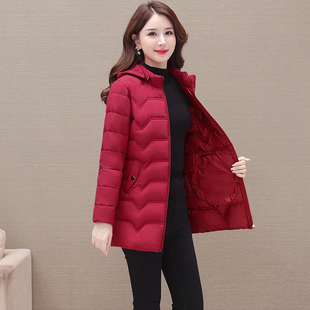 棉衣女中长款2024年新款羽绒棉服中年妈妈秋冬装轻薄修身棉袄外套