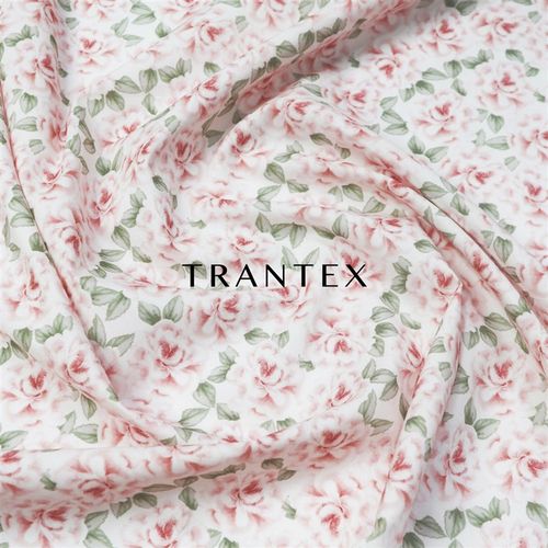 100支长绒棉全棉印花纯棉服装面料清新碎连花衣裙布料晕染粉牡丹