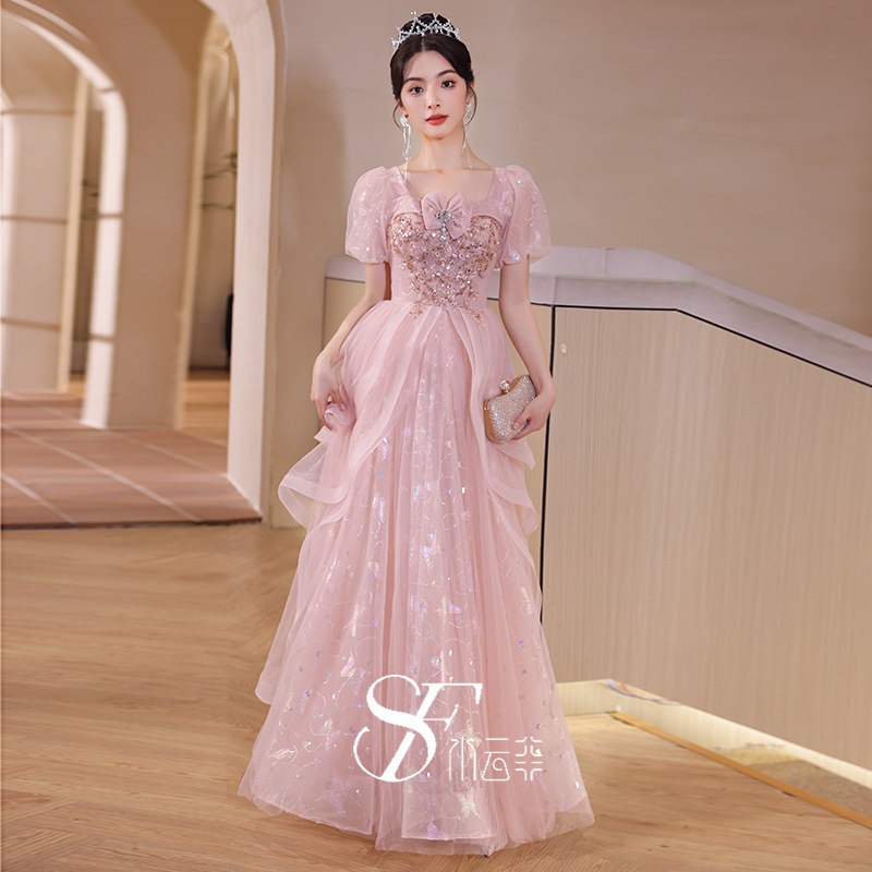 成人礼女孩高中生晚礼服女2024新款宴会高级感超仙订婚艺考连衣裙