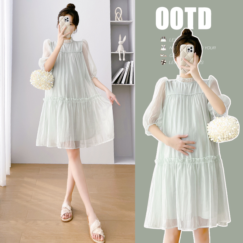 2023新款孕妇夏装小个子休闲气质减龄娃娃裙宽松型夏季孕妇连衣裙