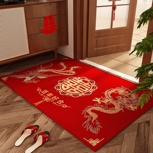 结婚入户门垫进门地垫红色地毯客厅门口鞋垫防滑耐脏婚房脚垫喜庆
