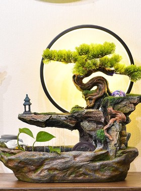 现代轻奢简约流水喷泉摆件客厅办公室玄关电视柜装饰开业乔迁送礼