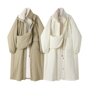 大码胖mm韩系中长款工装立领加绒大衣外套女装冬季高级感棉服风衣