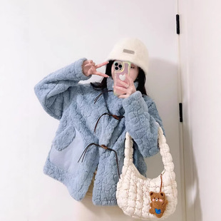 2026秋冬新款小个子加绒加厚时髦百搭羊羔毛保暖外套中长款女上衣