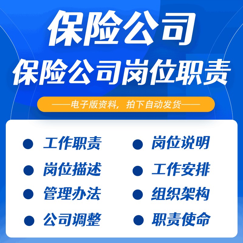 保险公司经理人财务督导讲师内C勤人力客服工作职责及组织架构