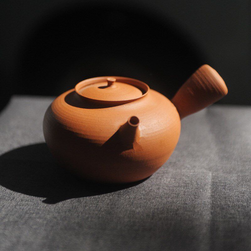 潮人茶事 信堂红泥砂铫侧把烧z水陶壶急须煮茶壶炭炉电陶炉跳盖