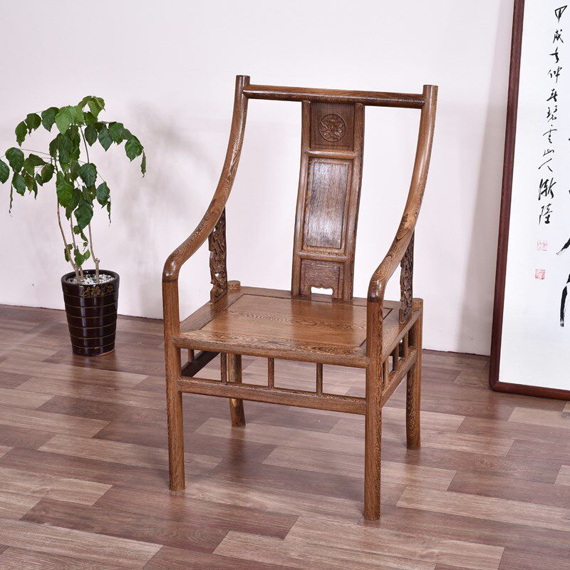 鸡翅木太师椅红木酒店围椅中式实木圈椅仿古茶桌R茶椅书房书桌椅