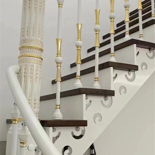 福州定制a全屋楼梯扶手复式阁楼室内别墅实木楼梯玻璃护栏简约扶