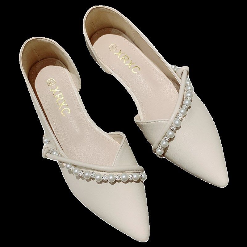 时尚珍珠装饰侧空软底瓢鞋女2024年新款浅口尖头平底X单鞋大码瓢,女鞋,浅口单鞋,淘宝优惠券,粉丝福利购,淘宝优惠卷