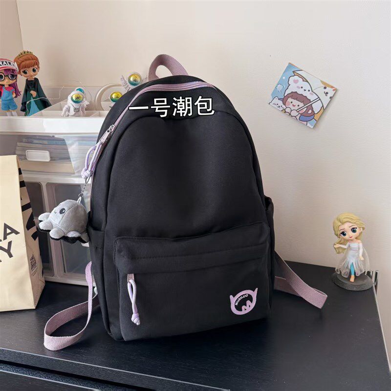 书包新款初高中生大n容量轻便简约纯色双肩包女大学生男旅游背包