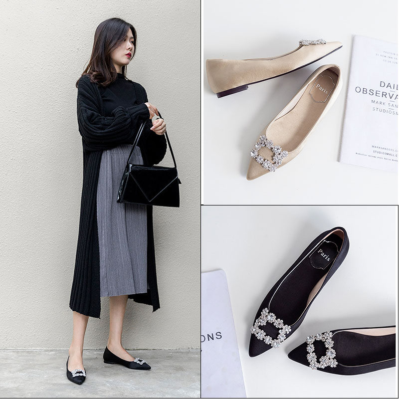 大码平底鞋40潮41时尚42婚鞋43单鞋尖头绸缎浅口O小码31 32 33女,女鞋,浅口单鞋,淘宝优惠券,粉丝福利购,淘宝优惠卷