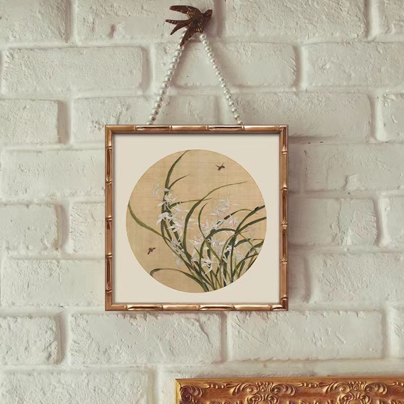 新中式古风花鸟客厅装饰画书房茶室禅H意复古挂画餐厅玄关方形壁图片