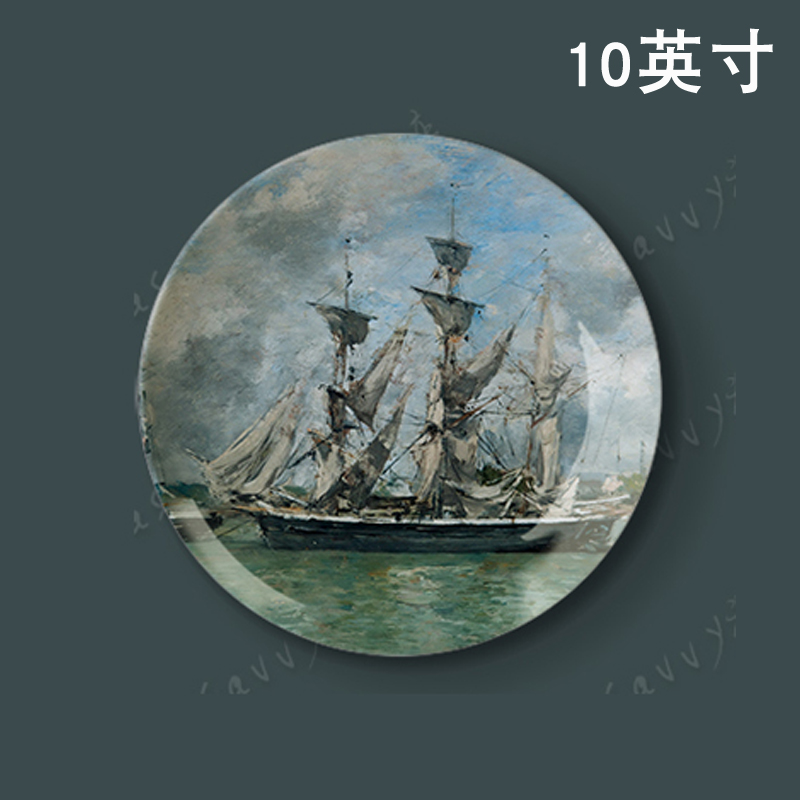 10英寸欧仁布丹风景油画客厅餐z厅墙面装饰盘背景墙过道装饰摆挂图片