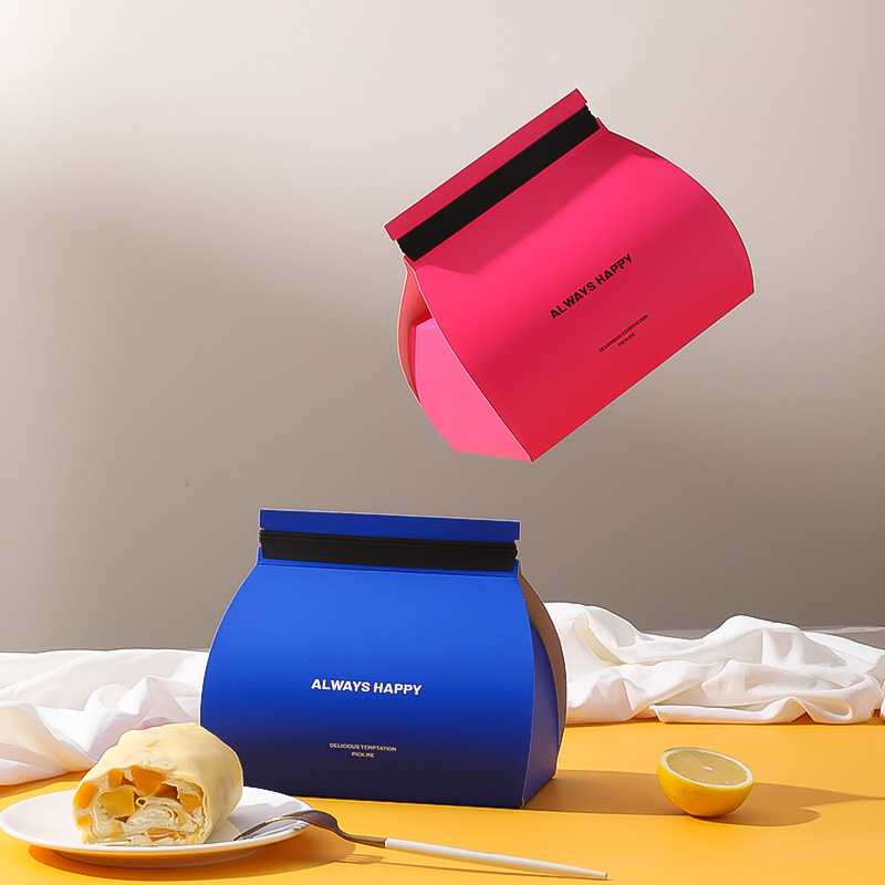 三角慕斯蛋糕盒手提西点切块包装盒烘焙小蛋糕食品女王卷打包盒子