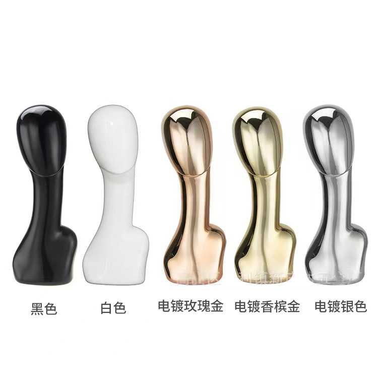 服装帽子丝巾展示专用塑料轻奢头模头台道具模特头金色银色