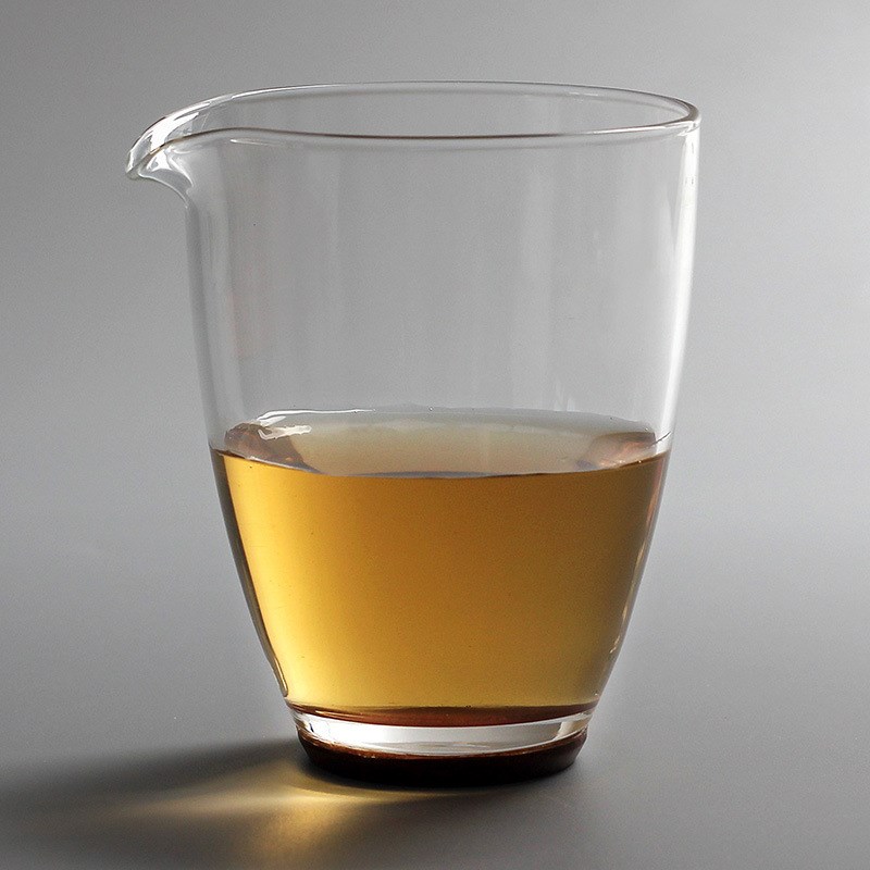 收藏手作木底公杯无由公道杯分茶器透明玻璃薄款茶海禅意茶艺茶具