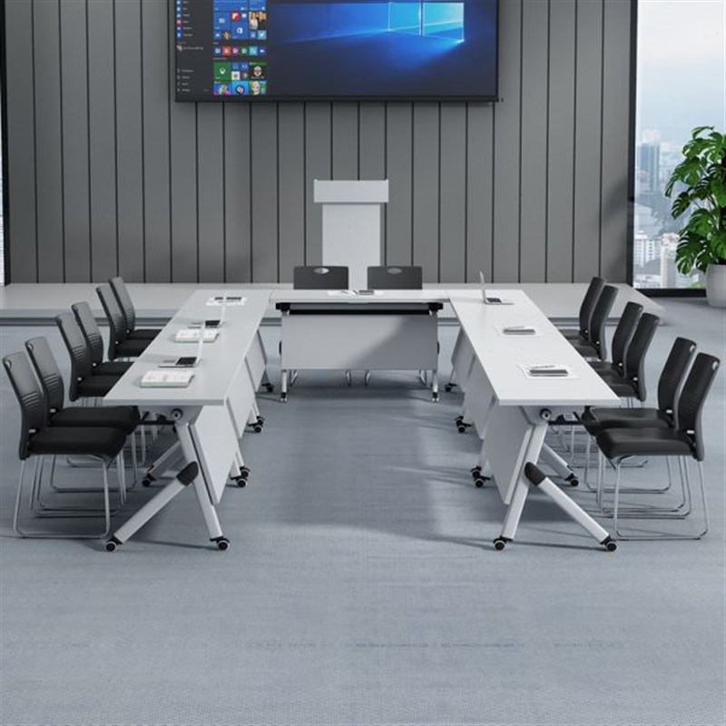厂家折叠培训桌椅组合会议桌可移动书桌带轮桌子培训室学习课桌长